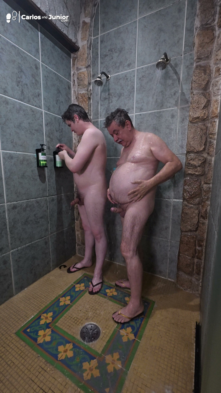 Carlos And Junior: Another Angle - Old Man Taking a Shower with Boy
