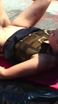 Brunette Babe Deepthroats Throbbing Cock Outdoors Before Hard Pounding
