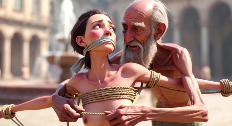YOUR BEST FANTASY: Public Street Bondage - Old Man Touching Helpless Horny Woman