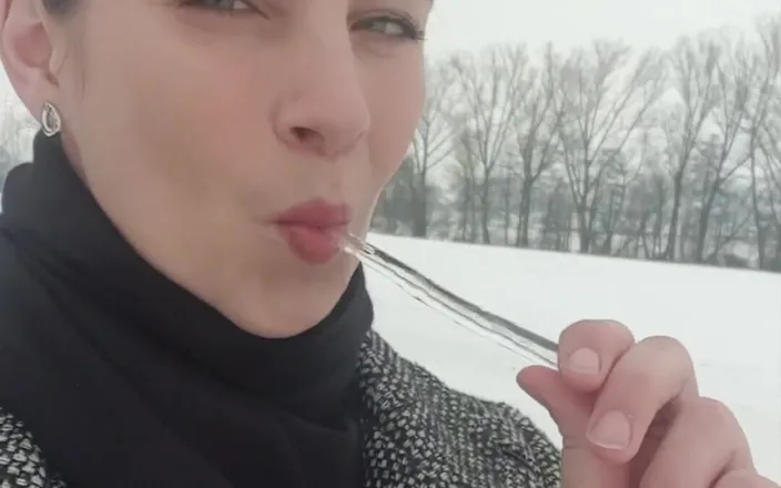 Katerina Hartlova: I love playing with icicles in the winter, licking them...