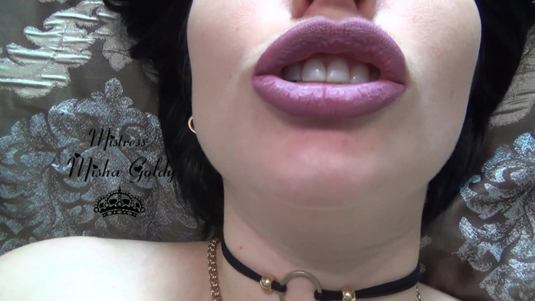 Goddess Misha Goldy: Lip smelling &amp; lip puckering while masturbating