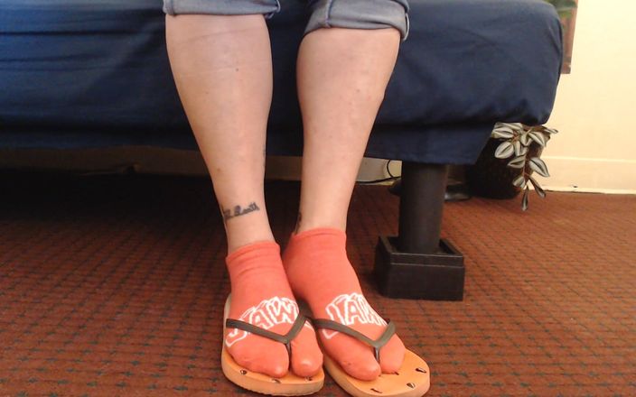 TLC 1992: Melancia vermelha flipflops meias vermelhas do tornozelo