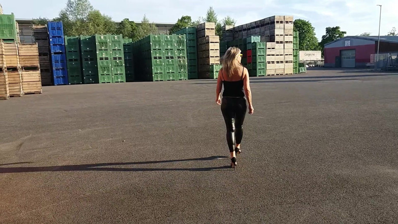 martinawest: Granny Walking Outside in Black Leggins