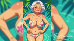 AI Porn: Flirty animovaná babička v bikinách