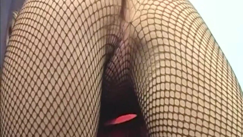 Dirty Teeny: Blonde Vixen in Fishnets Stretched Wide by Throbbing Cock