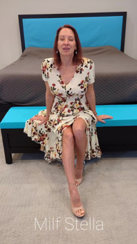 Long Floral Dress, White Toes and Tan Mule Heels Try on