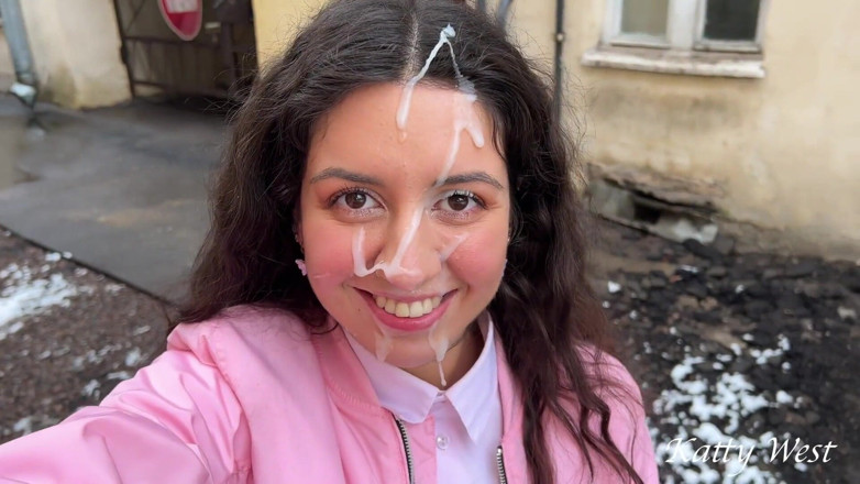 Katty West: College Girl Fucked with Stepbrother, Got Cum on Her Face...
