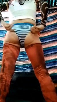 Outside in My Little Bikini Panties and Leggings Filmed From Ground View