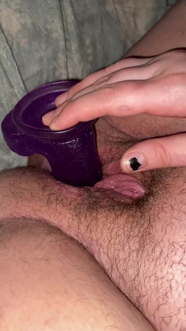 Cemeteryleah: Thick slut fucks her tight pussy with huge dildo