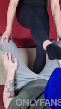 Ballbusting Trampling with Amateur Feet in Black Socks
