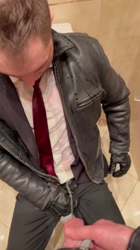 Office Boy in Suit Get Pissing
