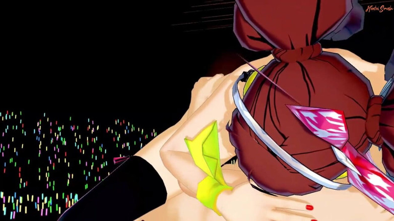 Hentai Smash: Cute idol Rise Kujikawa zostaje zerżnięta na pieska przed tłumem...