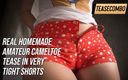 Teasecombo 4K: Real casero amateur cameltoe provoca en pantalones cortos muy apretados