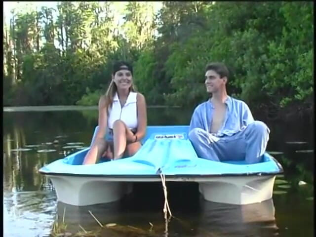 Hot Sex Party: Girl with nice breasts fucks hard next to the lake