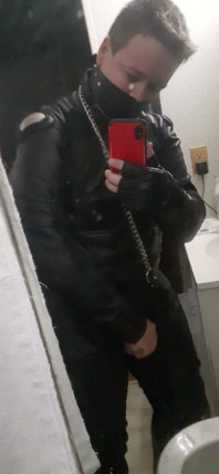 Leather Biker Jerking off in Leather Suit