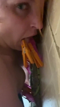 Clothespins, Spit, Licking Toilet and Floor Masturbation
