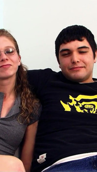Teen Jenny with glasses gets fucked by a big black cock while her boyfriend watches