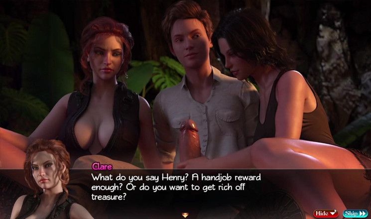 Porny Games: Comoara lui Nadia: sex în trei frumos cu două gagici superbe
