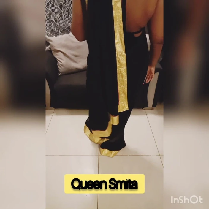 Goddess Silk Smita: Black and Gold Saree Seduction
