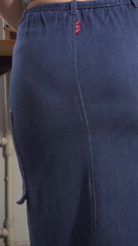 MILF Secretary in Jean Skirt Teases Visible Panty Line