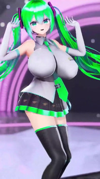 Hatsune miku величезні цицьки роздягаються, танець хентай, вокалоїд bibbidiba, пісня mmd 3d, колір зеленого волосся, версія smixix