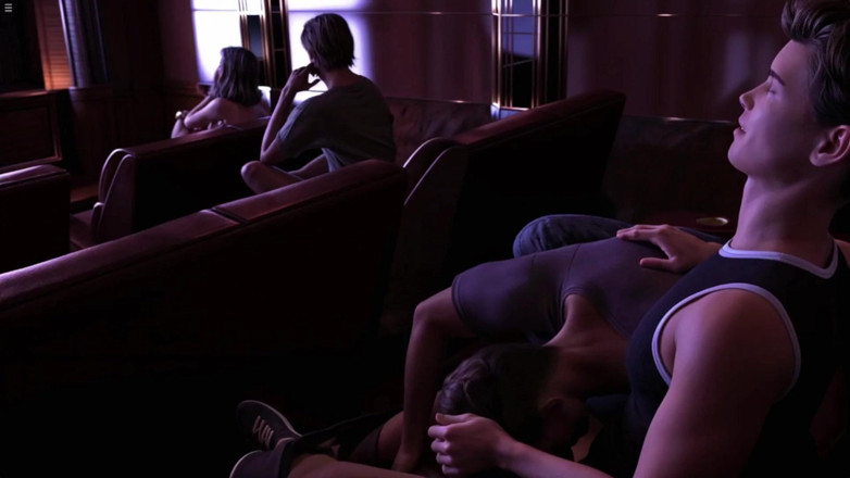 Future man: Two Gay Friends Having Fun in Theatre While Watching Movie