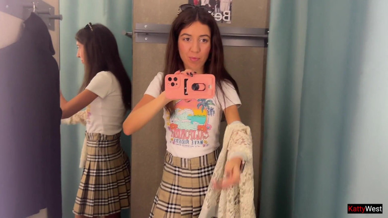 Katty West: Katty West Naughty in Locker Room, Touching and Peeing in...