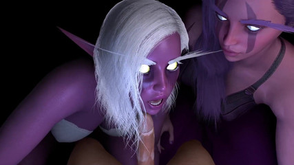 Wraith ward: Dva fialové elfky dvojitě kouří: 3D porno