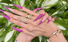 Julia domaina: Nová fialová barva Dlouhé nehty, ostré jehly, dlaně, Dlouhé prsty...