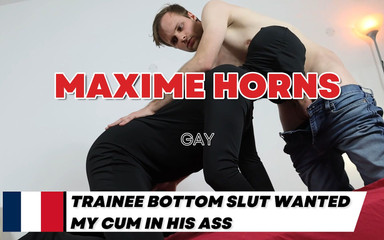 Maxime horns: ボトムストレートのふしだらな女は、彼のお尻ベアバックマキシムホーンで私の精液を望んでいました
