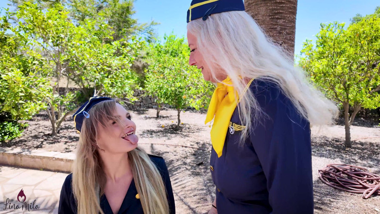 Lina Mila: Living Onboard Toilets?! Stewardess Mmfff Group Pissing with Dirty Tina...