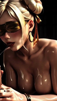 Fast Action - Golden Mask Blonde Wet and Blindfolded in the Bamboo House
