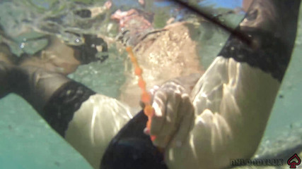 Nylondelux: Denizde siyah çoraplı ve anal boncuklar