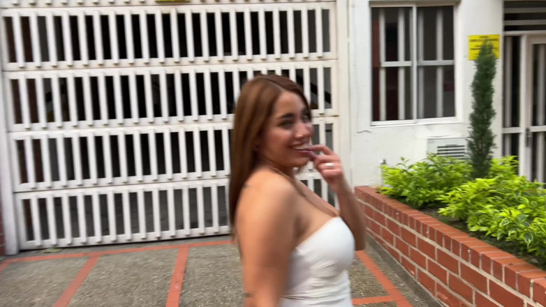 Andres Acosta: Huge Tits Latina, Paula Rojas, Creampied on Sex Shop Adventure