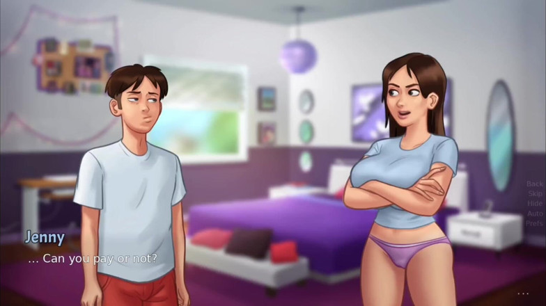 Xr Gamer: Anon платит, чтобы увидеть большие сиськи Jenny - геймплей SummerTime Saga