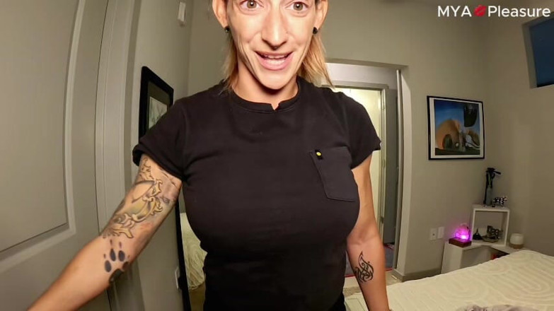 MYA Pleasure: Mya Pleasure Flex Tease with Cum Countdown and Shirt Rip...