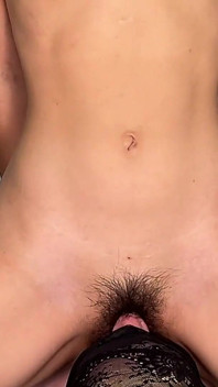 Hairy Pussy Worship! Hot Asian Teen in Stockings Gets Facesitting - Lick My Pussy & Eat My Ass, Filthy White Man!
