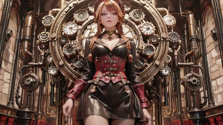 Seraphina Vale: Steampunk Duchess! Red-haired Mechanical Girl Teasing in the Gear Hall.