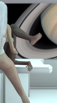 Poveste sci-fi. O transsexuală sexy 3d fute o fată neagră tânără în stația spațială
