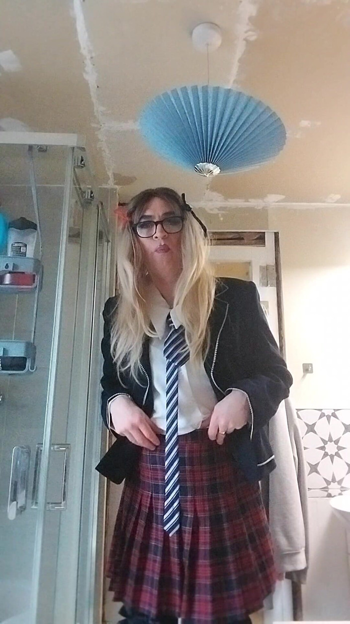 Cindy Belfast: Horny Sissy in Uniform Loves Her Precum