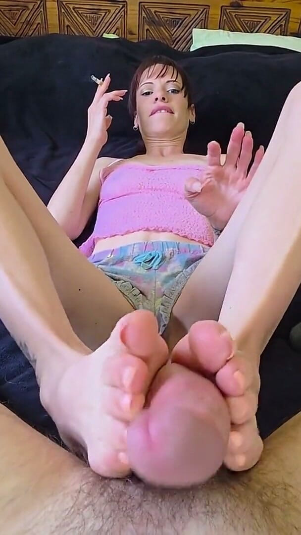 Mpussypunisher: POV Sexy Babe Smoking Footjob Rough Blowjob Cumshot on Her...