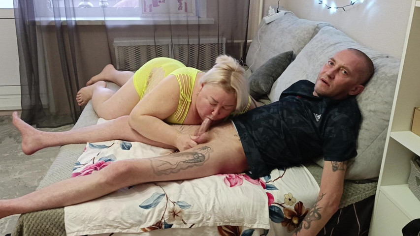 High-quality Deep Blowjob From Stepmom with Cum Swallowing (Sweet July)