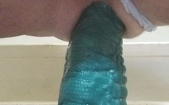 dragontrainer5: CD Rides Large Crocodile Dildo and Cums