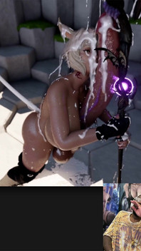 Ebony Ass Twerking Final Fantasy Bunny Girl Cums Super Hard with Her Large Cock