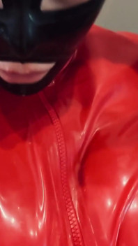Anyone Is a Fan of Shiny Red Latex? I Know You Want to Cum All Over My Huge Tits