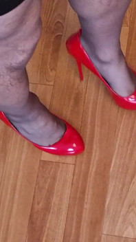 Walking in High Red Heels