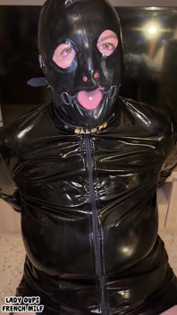 Ring Gag Latex Vibrator and Blowjob
