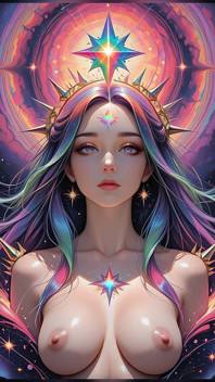 Oracle bayang-bayang ribut batal dengan pelangi Prism Spikes Cosmic Fantasy Ai Ai Slaid Tayangan Slaid