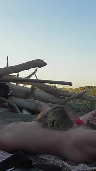 French Teacher Masturbates Student Bull on Public Nudist Beach Caught by Voyeur Jerking Huge Cock