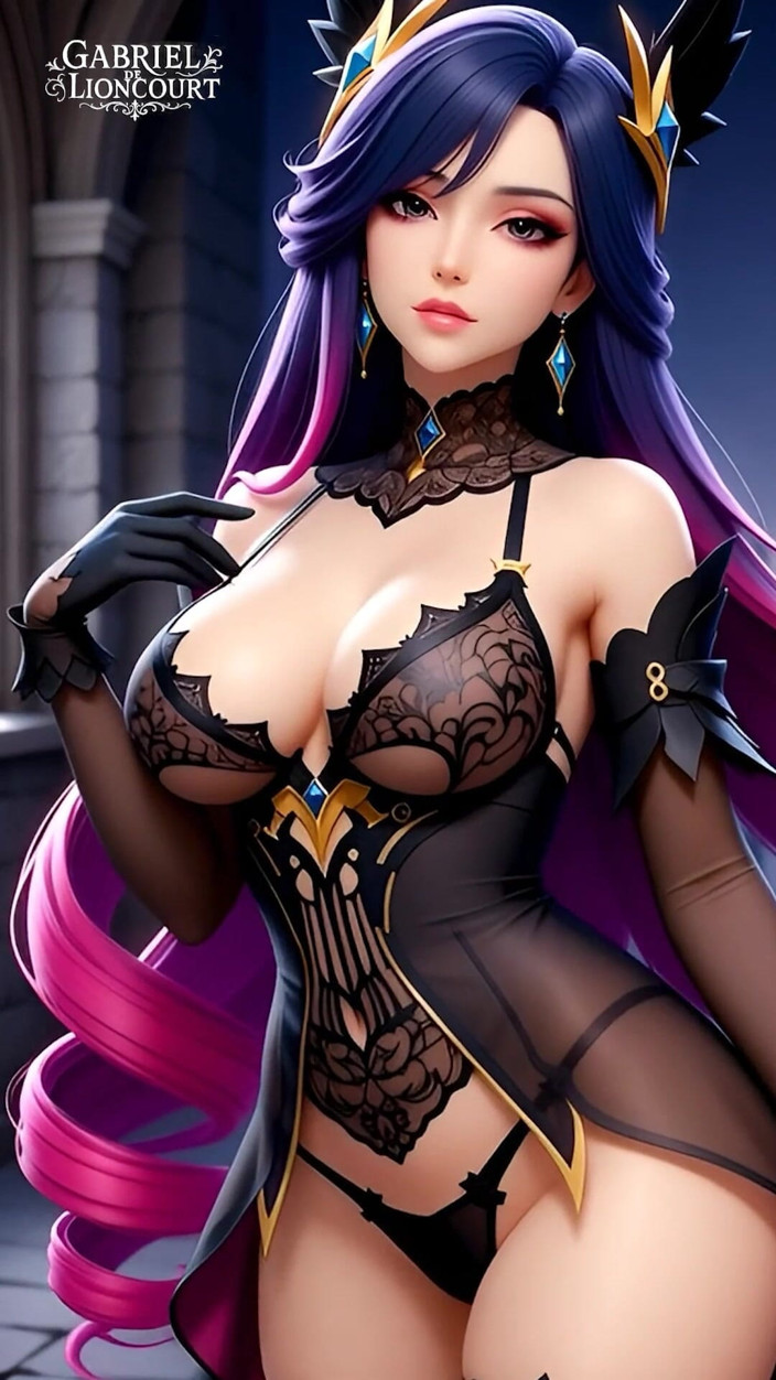 Gabriel de Lioncourt AI: Ragazze gotiche hentai con i capelli tintiati che mostrano le...